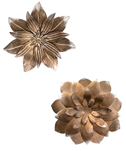 Wandschmuck aus Metall, Bronze-Effekt, Blumen-Design, 2 Stück von Pro Garden