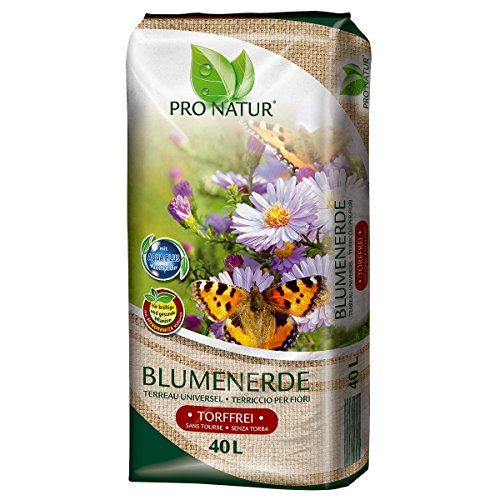 Pro Natur Blumenerde 40 Liter torffrei NEU mit TIMPOR® Holzfaser & Mykorrhiza Kulturen von Pro Natur