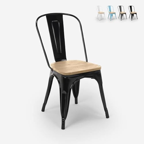 Produce Shop Industrielle Stil Stühle Tolix Design Küche Bar Stahl Holz Top Licht - Schwarz von Produce Shop