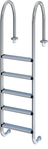 Productos QP - Poolleiter 5 Stufen, Leiter mit Schmalmauer, Leiter aus Edelstahl, mit Verankerungen und Tapeten, Leiterbreite 500 mm, 509096 von Productos QP