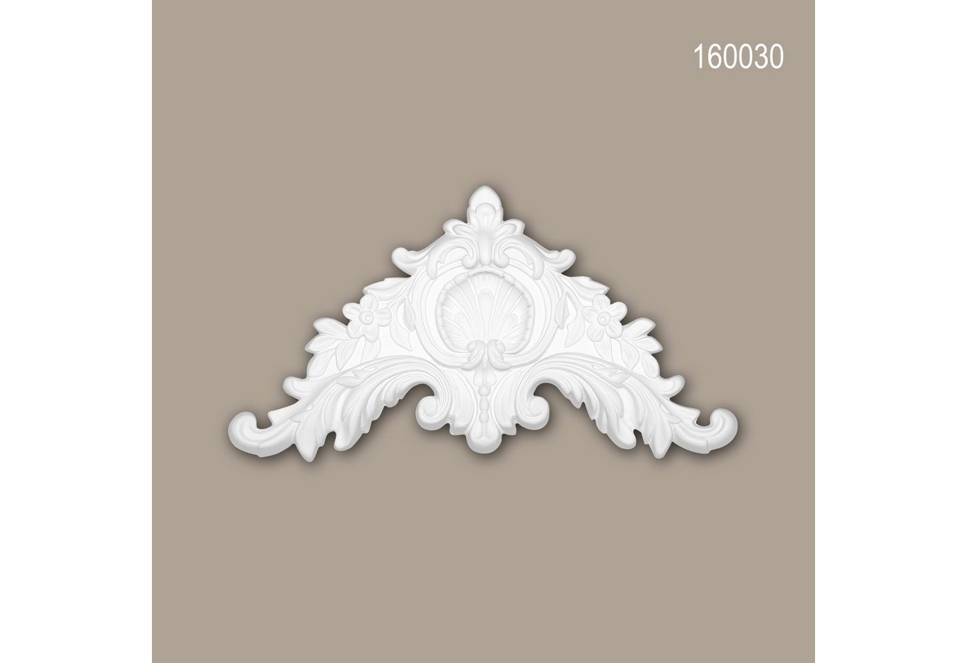Profhome Wanddekoobjekt 160030 (Zierelement, 1 St., Stuckdekor, Schmuckelement, Verzierung, Dekor Ornament), weiß, vorgrundiert, Stil: Neo-Klassizismus von Profhome