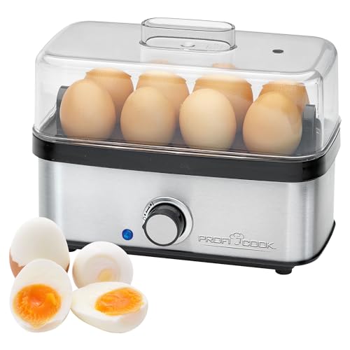 ProfiCook® Eierkocher für bis zu 8 Eier | Egg Cooker mit Omelett-/Pochier-Funktion | Egg Boiler mit Ei-Halter & Messbecher mit Ei-Picker | Eierkocher 8 Eier mit Kontrollleuchte & Summer | PC-EK 1275 von Profi Cook