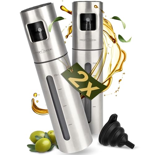 ProfiCook® Ölsprüher 2er Set | 100ml Ölspray Sprühflasche für Öl Essig Wasser uvm. | Öl Sprühflasche für Kochen Küche Fitness & Diät | Ölsprüher m. Skalierung | Ölsprüher für Speiseöl | PC-EOS 1270 von Profi Cook