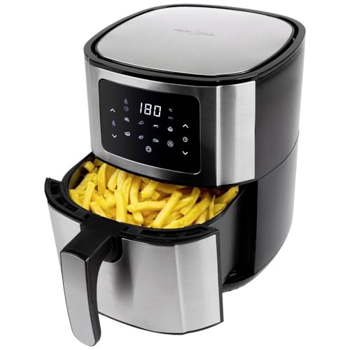 ProfiCook® Heißluftfriteuse PC FR 1239 H - Friteuse Heißluft 5,5L XXL Kapazität, Öl- und fettfreier Airfryer mit LED-Touchscreen u. 7 Programmen, ideal für Pommes Nuggets Steak, Edelstahl 1400W von Profi Cook