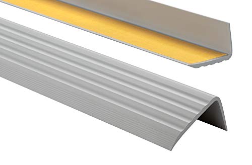 PVC Treppenkantenprofil Selbstklebend Winkelprofil Anti-Rutsch Treppenkante 41x25mm 0,8m, Grau von ProfiPVC