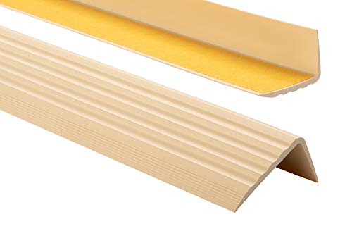PVC Treppenkantenprofil Selbstklebend Winkelprofil Anti-Rutsch Treppenkante 41x25mm 0,9m, Cremefarbe von ProfiPVC