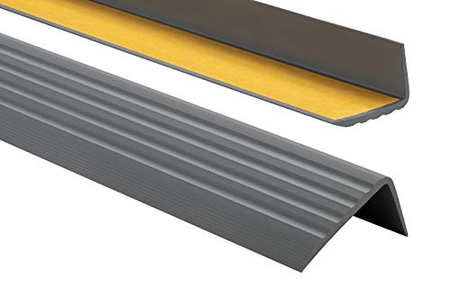 PVC Treppenkantenprofil Selbstklebend Winkelprofil Anti-Rutsch Treppenkante 41x25mm 1,8m, Anthrazit von ProfiPVC