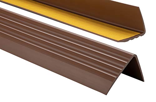 PVC Treppenkantenprofil Selbstklebend Winkelprofil Anti-Rutsch Treppenkante 50x40mm - 1,80m, Braun von ProfiPVC