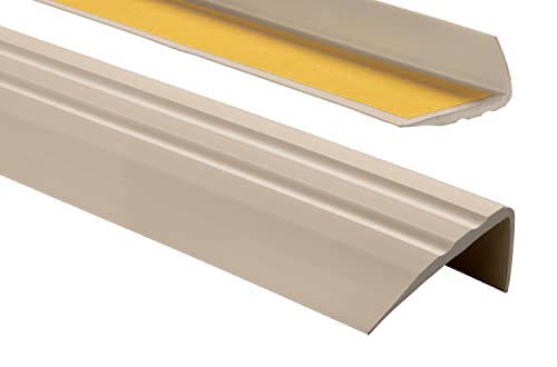 ProfiPVC Treppenkantenprofil PVC 50x25mm, 130 cm - Selbstklebend Winkelprofil Anti-Rutsch Treppenkante, Beige von ProfiPVC
