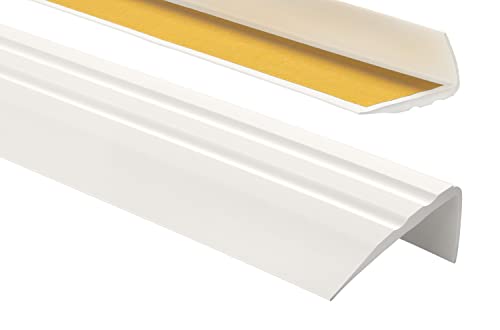 ProfiPVC Treppenkantenprofil PVC 50x25mm, 150 cm - Selbstklebend Winkelprofil Anti-Rutsch Treppenkante, Weiß von ProfiPVC