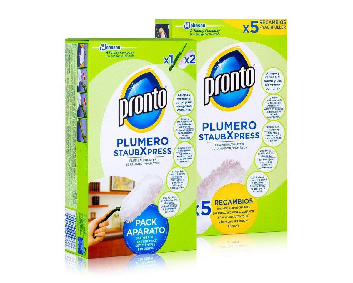 Pronto Pronto Plumero StaubXpress Starter Set & 1x Nachfüllpack mit 5 Faserkö Reinigungstücher von Pronto