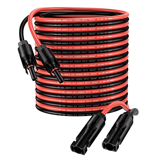 Solarkabel 20m 6mm² Solarpanel Verlängerungskabel 10AWG IP68 Wasserdichtes Adaterkabel mit Buchsen- und Steckeranschluss (10m Rot + 10m Schwarz) von Proster