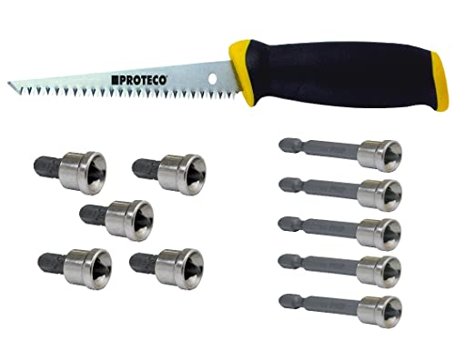 Proteco-Werkzeug® Set 10 x PH 2 Bit Trockenbaubit, 5 St. 25 mm, 5 St. 50 mm Rigips Gipskarton Bits mit Anschlaghülse Tiefenanschlag und Trockenbauäge von Proteco-Werkzeug