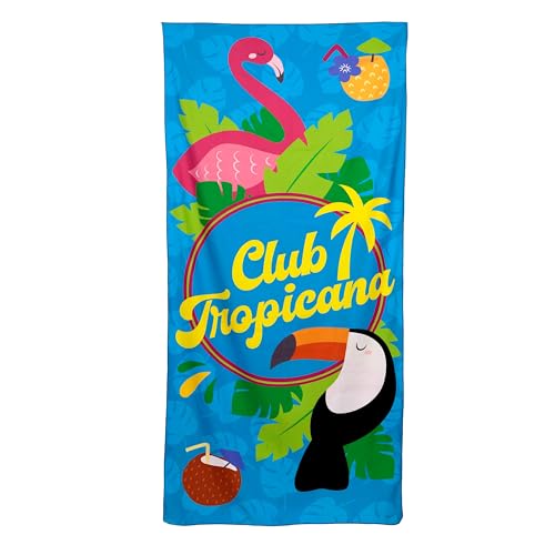 Puckator Strandtuch aus Mikrofaser, 180 x 80 cm, Flamingo und Tukan, Club Tropicana von Puckator
