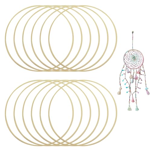 Set mit 12 Ringen aus Bambusholz, Kreis, Traumfänger, 20 cm, Blumenringe, Bambus-Ringe, Makramee, für Traumfänger, Hochzeit, DIY Dekoration von Pumuky