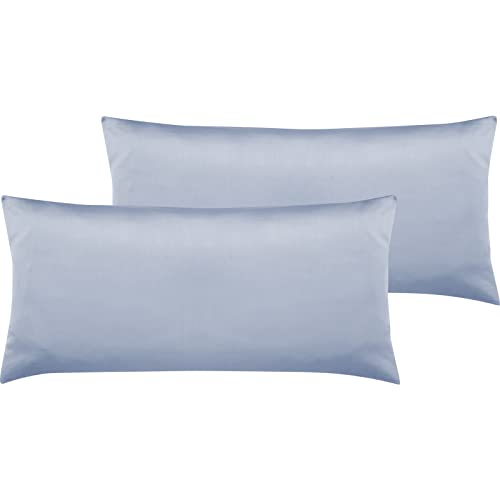 Pure Label 2er Set Mako Satin Kopfkissenbezüge 40x80 cm aus 100% Baumwolle in hellblau - Traumhaft weiche Kissenbezüge passend zu unseren Bettwäsche Sets von Pure Label