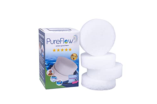 PureFlow Skimmerfilter Ø11 (4 Filter) für Skimmerkörbe bis zu 11cm Bodendurchmesser, ideal für alle Pools und Frame Pools, entfernt selbst feinste Verschmutzungen und kleinste Insekten von PureFlow