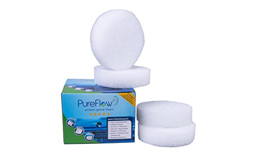 PureFlow Skimmerfilter Ø15 (4 Filter) für Skimmerkörbe bis zu 15cm Bodendurchmesser, ideal für alle Pools und Frame Pools, entfernt selbst feinste Verschmutzungen und kleinste Insekten von PureFlow
