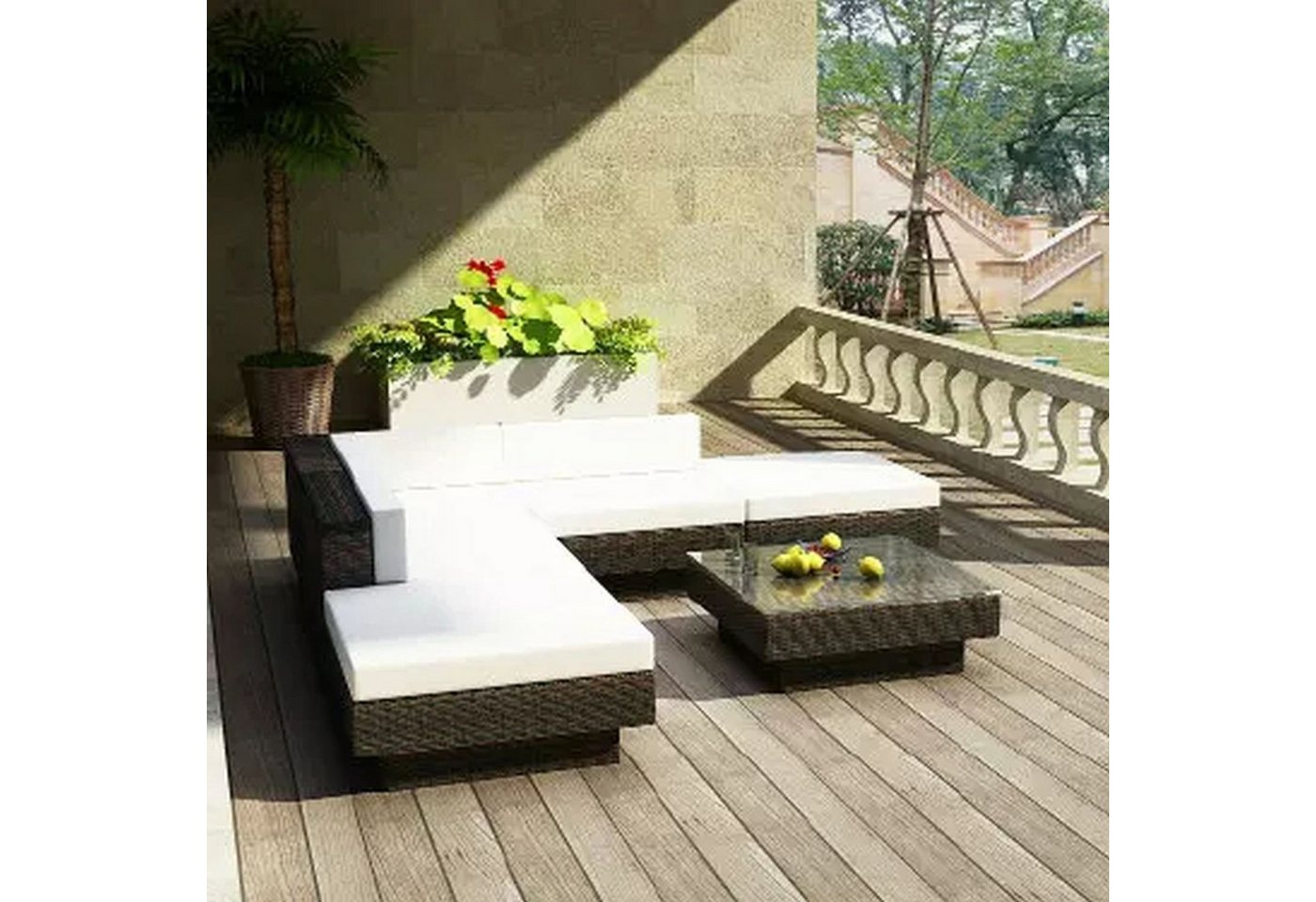 PureHaven Gartenlounge-Set Rattangarnitur 300x300 cm elegant geformt von PureHaven