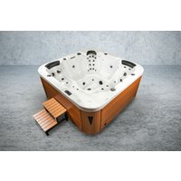 Outdoor-Whirlpool 215x215 cm für 5 Personen mit 53 Massagedüsen Heizung Farblicht und Thermoabdeckun von PureHaven