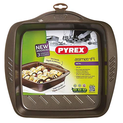 Pyrex asimetriA Bräter aus Metall, griffig, quadratisch, 24 x 24 cm, Stahl, braun, 24x24cm von Pyrex