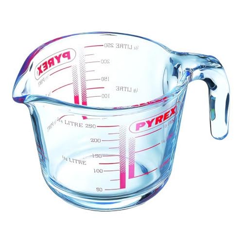 Pyrex Classic Glas-Messbecher, hohe Hitzebeständigkeit, 0,25 Liter, transparent (2 Stück) von Pyrex