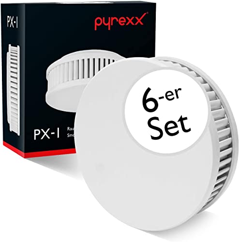 Pyrexx PX-1 • 6 Stück • Rauchmelder 10 Jahre Batterie mit Magnet-Halterung • ohne Bohren und LED-Blinken • Zertifiziert nach Q-Label • 6-er Set • Weiß von Pyrexx