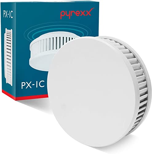 Pyrexx PX-1C Funk - Rauchwarnmelder 12 Jahre Batterie vernetzbar mit weiteren Meldern, Magnet-Halterung ohne Bohren und LED-Blinken, Zertifiziert nach Q-Label, Weiß, 3er Set von Pyrexx