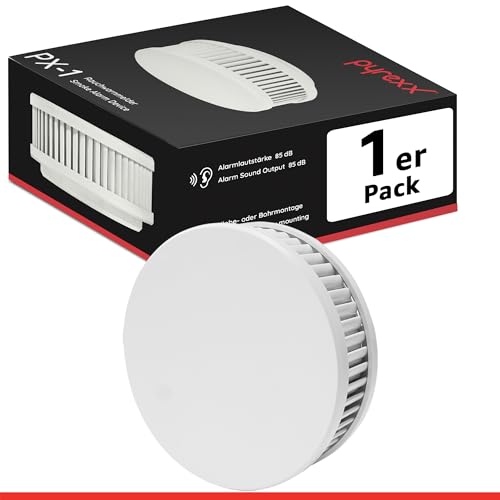 Pyrexx PX-1 Rauchwarnmelder - 1 Stück - 12 Jahre Batterie mit Magnet-Halterung ohne Bohren und LED-Blinken, Zertifiziert nach Q-Label, Weiß von Pyrexx