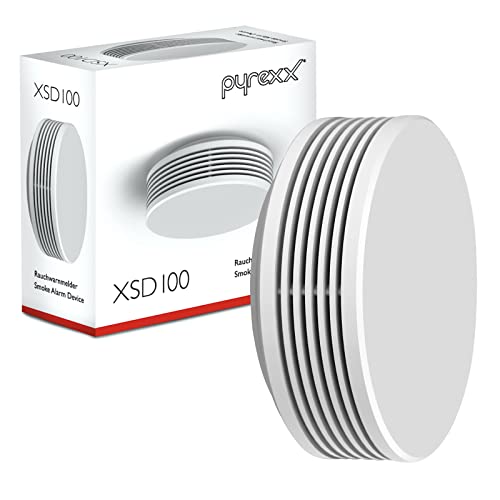 Pyrexx XSD100 Rauchwarnmelder 12 Jahre Batterie mit Magnet-Halterung ohne Bohren und LED-Blinken, Zertifiziert nach Q-Label, Weiß, 8er Set von Pyrexx