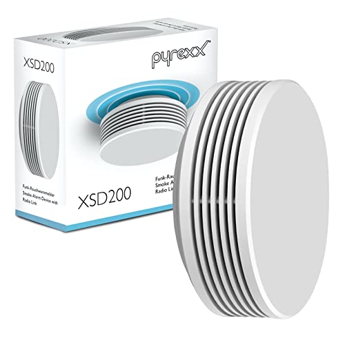 Pyrexx XSD200 Funk - Rauchwarnmelder 12 Jahre Batterie mit Magnet-Halterung ohne Bohren und LED-Blinken, Zertifiziert nach Q-Label, Weiß, 2er Set von Pyrexx