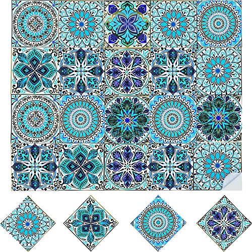 20 Stücke Bunte Fliesenaufkleber, Diy Moroccan Tile Stickers, Mosaik Küche Wandaufkleber, Selbstklebende Fliesenaufkleber für Möbel Badezimmer, leicht zu schrubben von Pyuyan