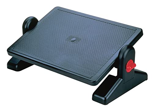 Q-Connect Foot Rest Black Fußauflage KF04525 | Fußstütze Fussbank mit Einstellung (x2) 450x310mm | Höhenverstellbar | Neigungswinkeleinstellbar | Farbe: Schwarz, Vinyl, 1 von Q-Connect