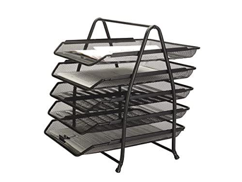 Q-Connect KF18474 Briefablageset mit 5 Fächern, Metall, Schwarz, 275 x 350 x 375 mm/ 27,5 cm x 35 x 37,5 cm von Q-Connect