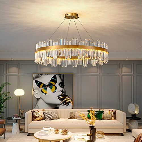 QAZPLM Moderne LED-Pendelleuchte Fisch Linie Typ goldene Runde dimmbar und Höhe Wohnzimmer Schlafzimmer Esszimmer romantische Pendelleuchte 60cm von QAZPLM