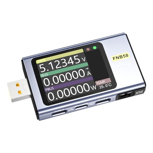 FNB58 USB-Tester, 4–28V 7A LCD-USB-A&C-Spannung Voltmeter Amperemeter Tester, Multimeter mit Bluetooth, USB-Typ-C-Schnellladeprotokoll, Kapazitätstester, PD-Trigger, digitales Voltmeter von QENETY