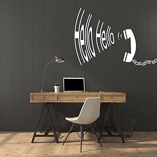 QIANGTOU Lustige Vinyl Wandtattoo Arbeitszimmer Vintage Telefonhörer Hallo Antwort Wandaufkleber Für Wohnzimmer Teen Room Dekoration 75x105cm von QIANGTOU