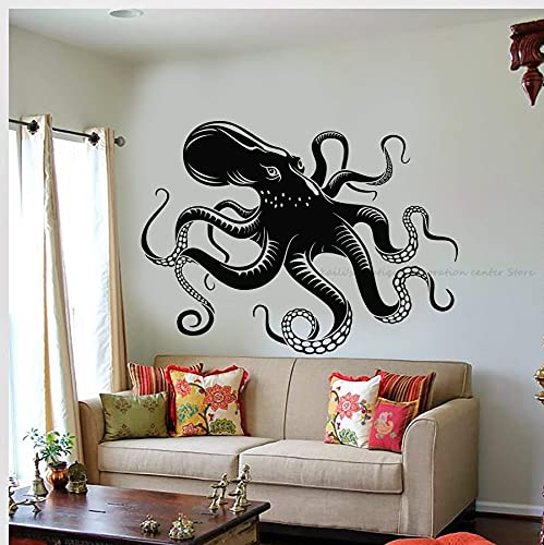QIANGTOU Octopus Tentakel Vinyl Wandtattoo Marine Kreatur Sirene Marine Stil Home Badezimmer Dekoration Abnehmbare Kunst Aufkleber Wandbild 57x42cm von QIANGTOU