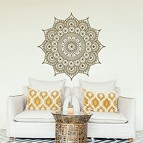 QIANGTOU Wandtattoo Mandala groß - Gold Mandala Vinyl Wandtattoo Aufkleber - Boho Mandala Wall Art Decal Yoga Studio Bohemian 73x73cm von QIANGTOU