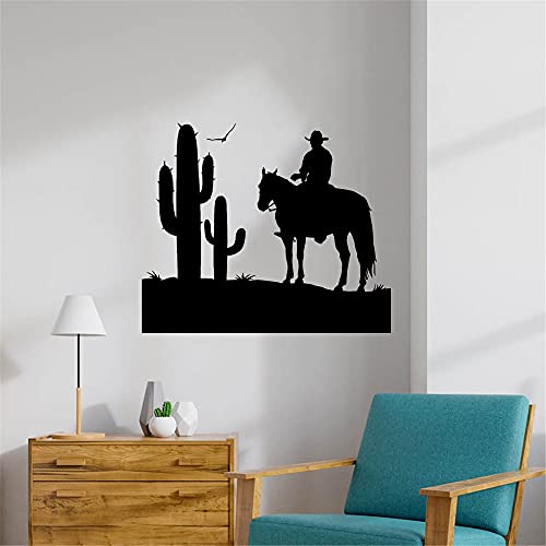 QIANGTOU Wandtattoo Vinyl Kunst Wohnkultur Wandtattoo Cowboy Wild West Kaktus Junge Zimmerdekoration Wandbild Poster 73x87cm von QIANGTOU