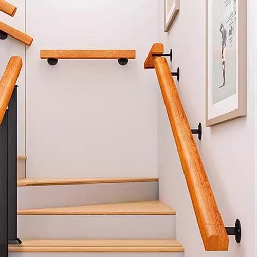 Terrassengeländer Stahlrohr-Treppenspindel-Holzhandlauf-Kit, Bodenmontage-Geländersystem For Deck-Veranda-Loft-Korridore, Anpassbar (Size : Wall Handrails 0.6m/2ft/23.6in) von QIANMEI
