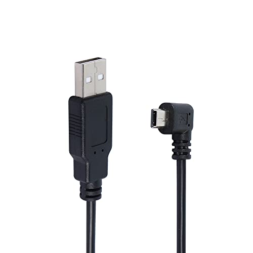 QIANRENON 90-Grad-Mini-USB-zu-USB-2.0-Verlängerungskabel Mini-5-poliger USB-B-Stecker, rechtwinklig zu USB-2.0-Stecker, Daten-GPS-Gerätekabel, 1,5 m (links gebogen) von QIANRENON