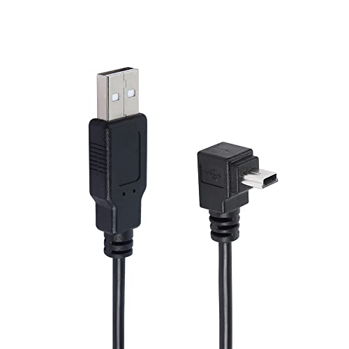 QIANRENON 90 Grad Mini USB auf USB2.0 Verlängerungskabel Mini 5Pin USB B Stecker rechtwinklig auf USB 2.0 Stecker Datenkabel GPS Gerätekabel, 1,5m (nach oben) von QIANRENON