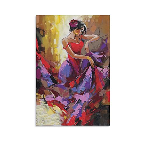 Flamenco Dance Abstrakte Malerei Kunst Poster Heimdekoration Wandkunst Hängende Bild Druck Dekorativ 40 x 60 cm von QINGYUAN