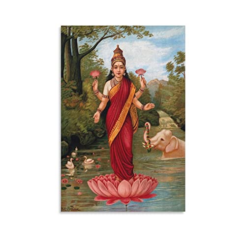 QINGYUAN Göttin Lakshmi Hinduismus Poster Indische Götter religiöse Ritualkultur Wandkunst Poster Geschenke Schlafzimmer Heimdekoration Bild Leinwand Gemälde Poster 30 x 45 cm von QINGYUAN