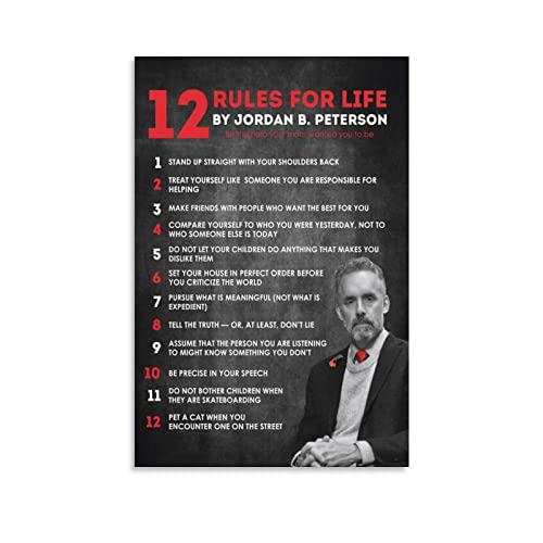 Jordan Petersons 12 Rules For Life Motivierende inspirierende Zitate Poster Leinwand Geschenke Bild Poster Raumdekoration Heimdekoration 40 x 60 cm von QINGYUAN
