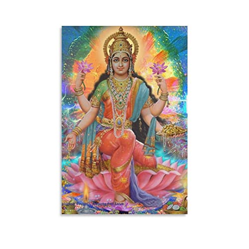 Pavithra Lakshmi Hinduismus-Poster, indische Götter, religiöse Ritualkultur, Leinwand, Geschenke, Bild, Poster, Raumdekoration, Heimdekoration, 30 x 45 cm von QINGYUAN