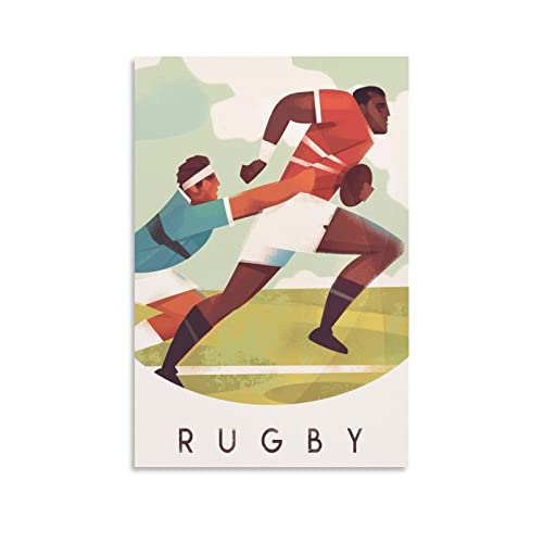 Rugby Vintage Sport Poster Sommer Urlaub Deko Leinwand Kunst und Wandkunst Moderne Familie Dekor 30 x 45 cm von QINGYUAN