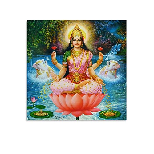 Srimati Lakshmi Devi Hinduismus-Poster, indische Götter, religiöse Ritualkultur, Kunstwerke, Leinwand, ästhetisch für Zimmer, Wandkunst, moderne Dekoration, 30 x 30 cm von QINGYUAN