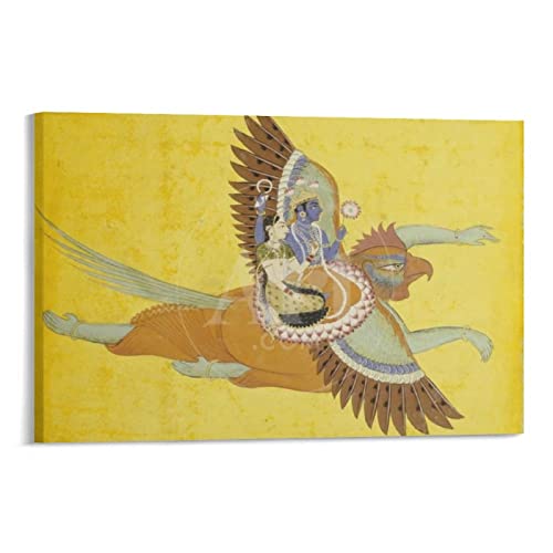 Vishnu und Lakshmi auf Garuda, Bundi, Hinduismus-Poster, indische Götter, religiöse Ritualkultur, Kunstwerke, Leinwand, ästhetisch, für Zimmer, Wandkunst, moderne Dekoration, 40 x 60 cm von QINGYUAN